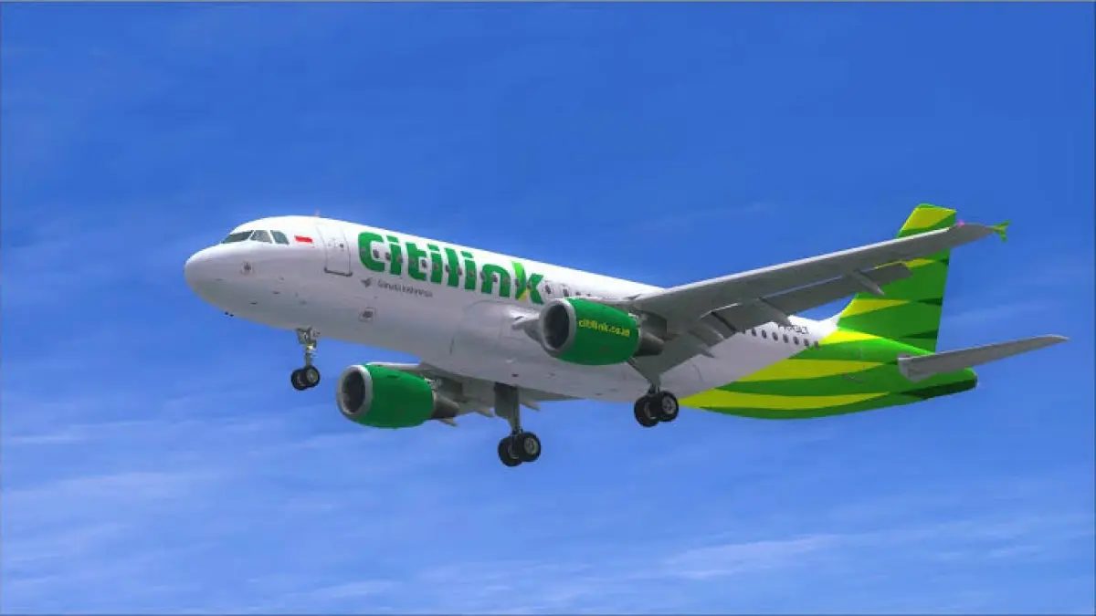 Ilustrasi rute Citilink Balikpapan-Yogyakarta via Banjarmasin dengan tujuan Bandara Adi Sucipto.
