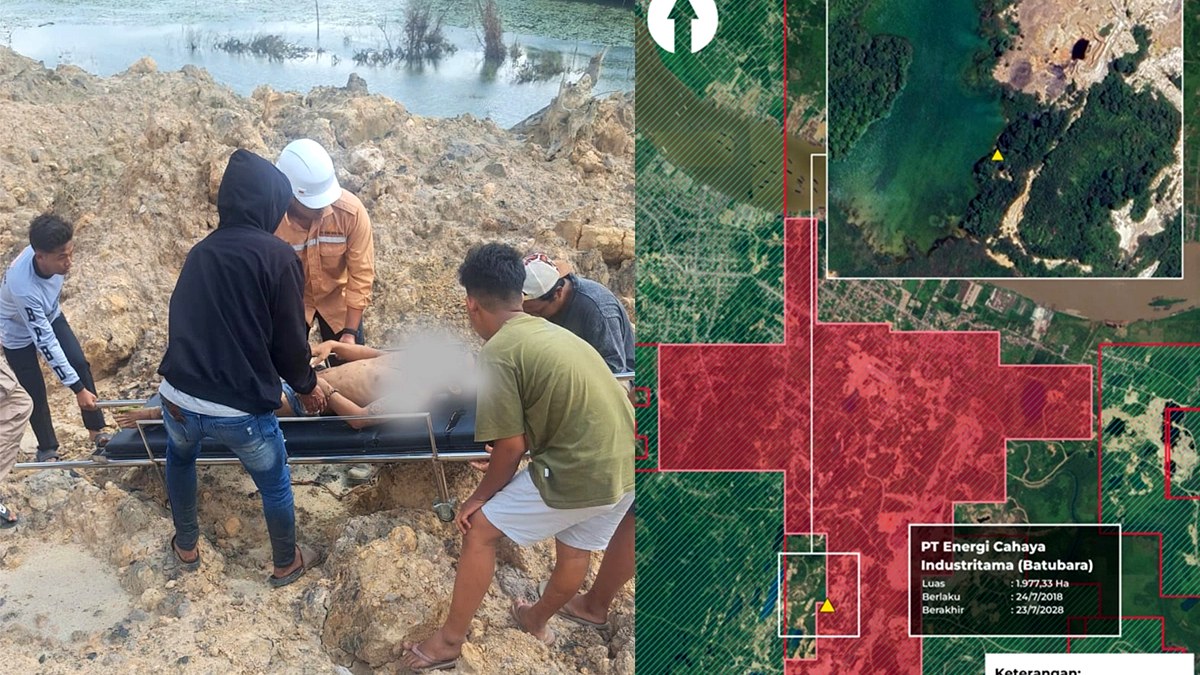 Evakuasi Muhammad Aji Wardana di area lubang tambang Samarinda, kasus yang membuat korban lubang tambang Kaltim bertambah menjadi 53 pada Juni 2026.