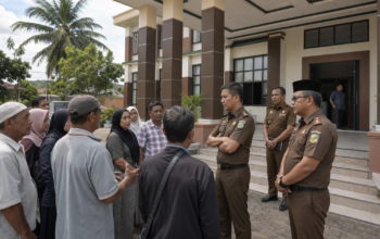 Ilustrasi pertemuan warga delineasi IKN di depan kantor kejaksaan terkait persoalan lahan