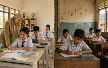 Suasana kelas yang menggambarkan ketimpangan pendidikan di Samarinda.