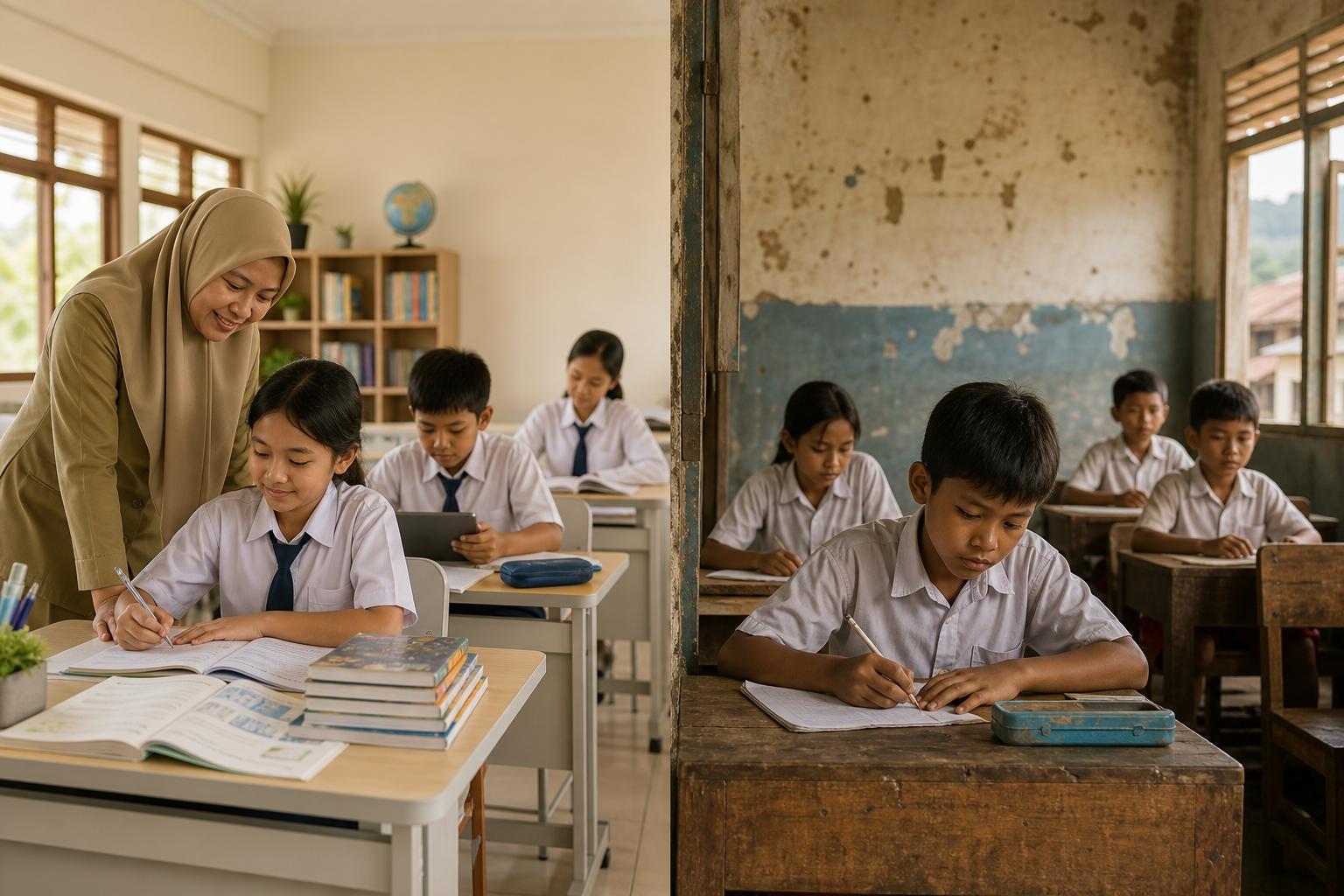 Suasana kelas yang menggambarkan ketimpangan pendidikan di Samarinda.
