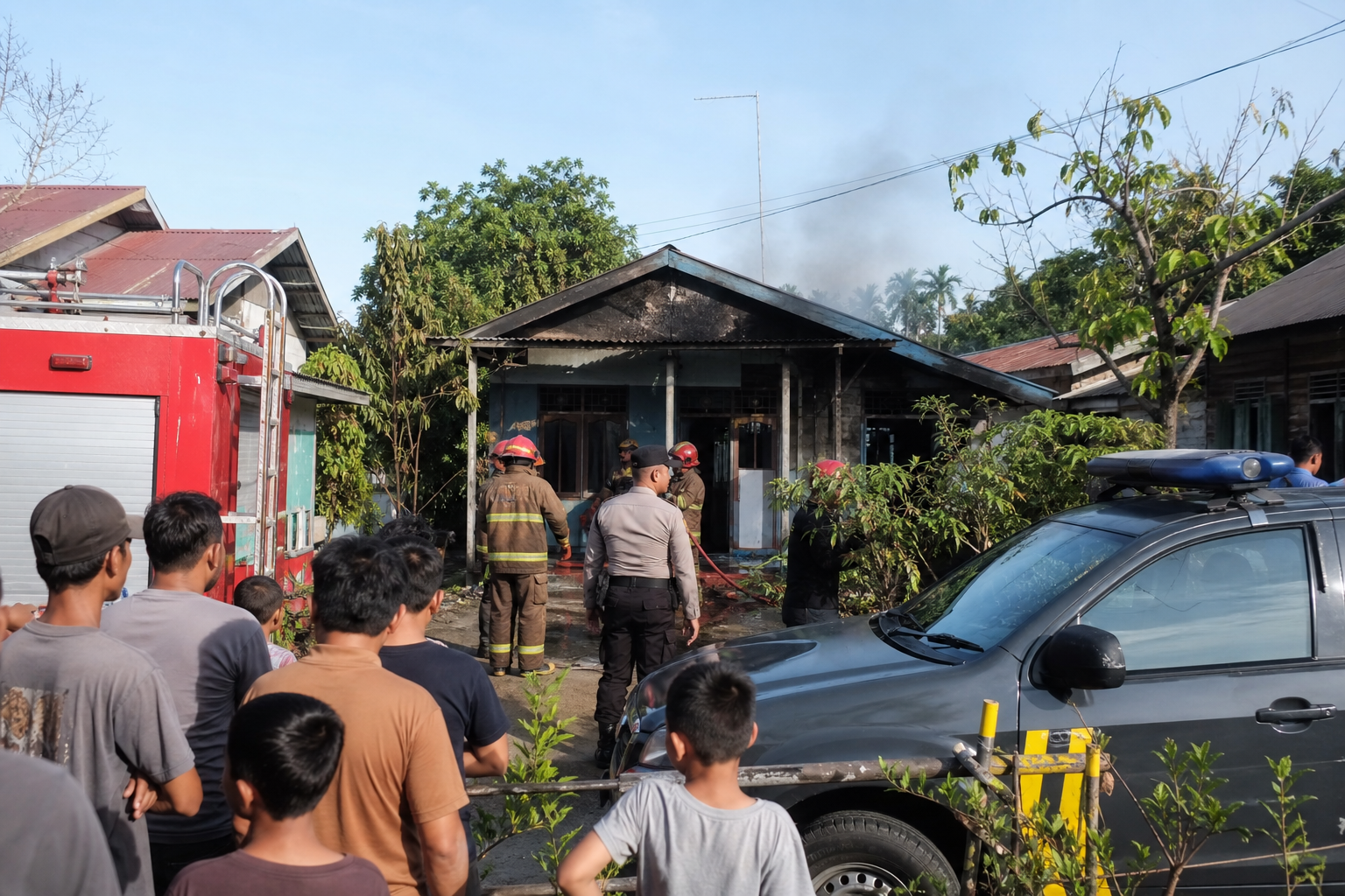 Ilustrasi respons cepat Polres PPU dan petugas damkar saat kebakaran di Petung